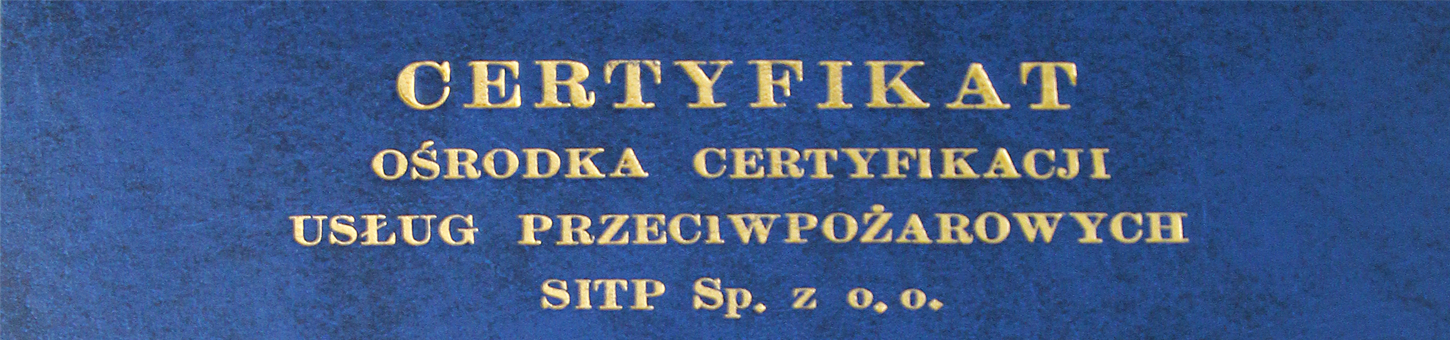 Certyfikat usług przeciwpożarowych SITP Sp. z o.o.